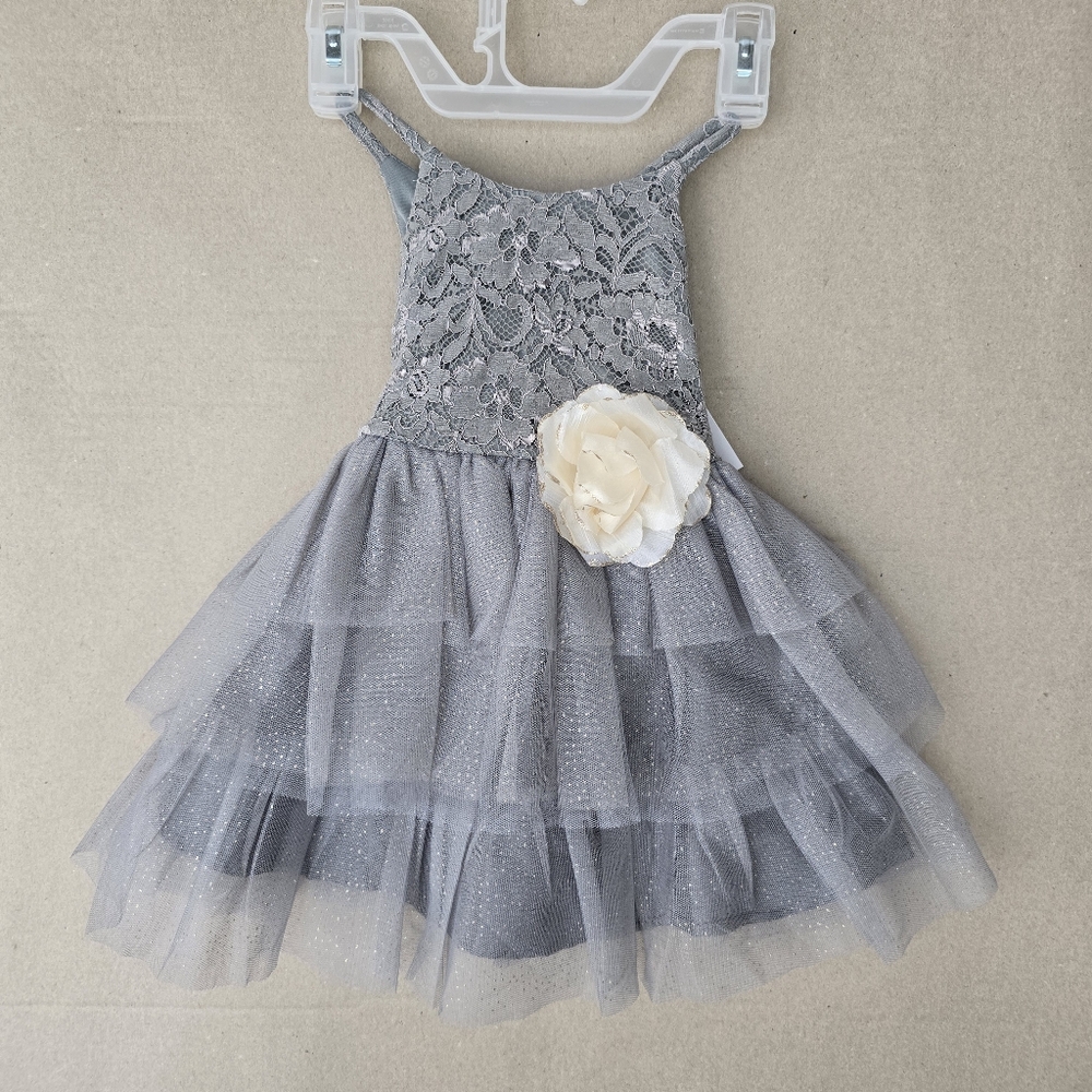 Nwt PINK & VIOLET Toddler Girls Sleeveless Lace Glitter Mesh Dress - Picture 3 of 8